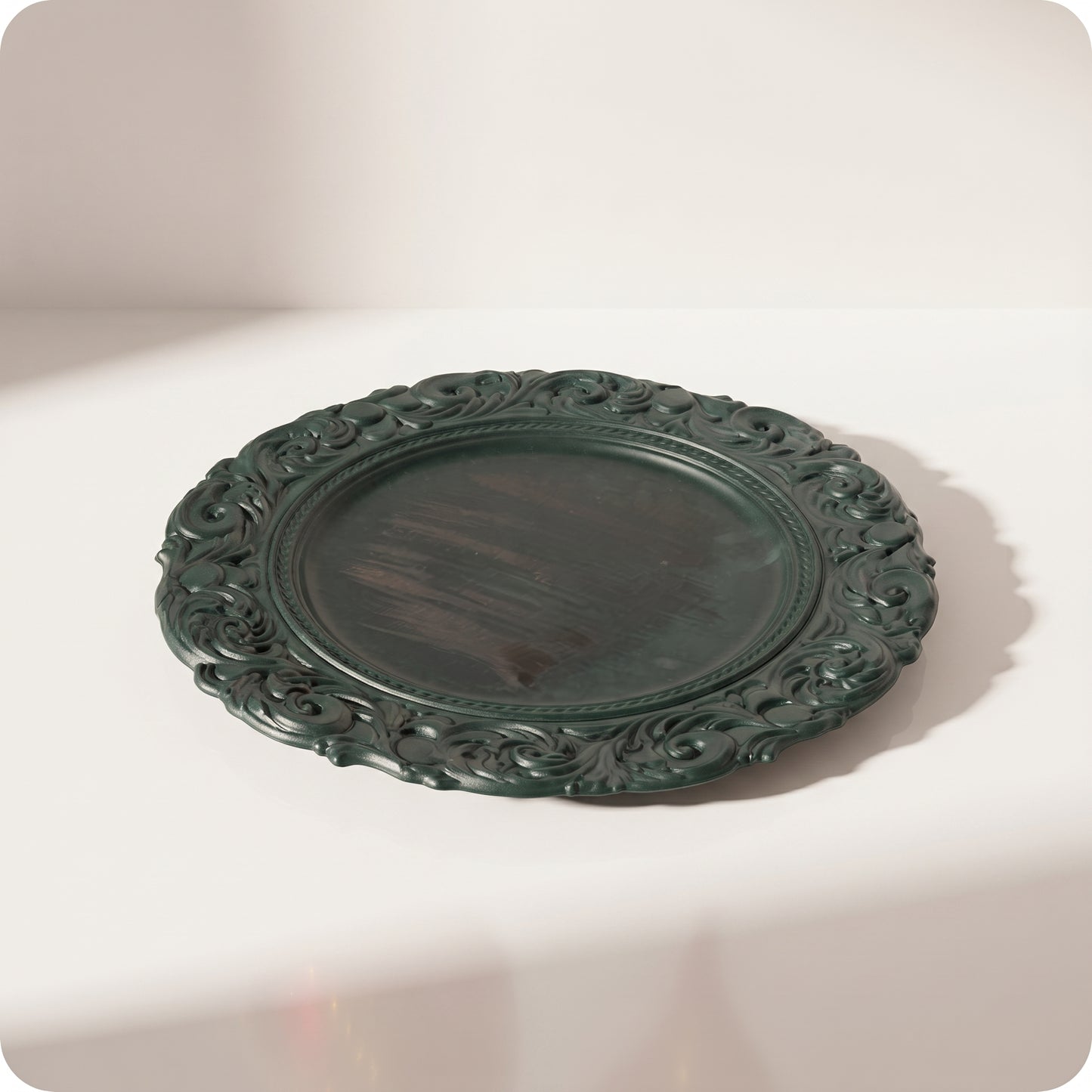Plato decorativo de plastico duro verde