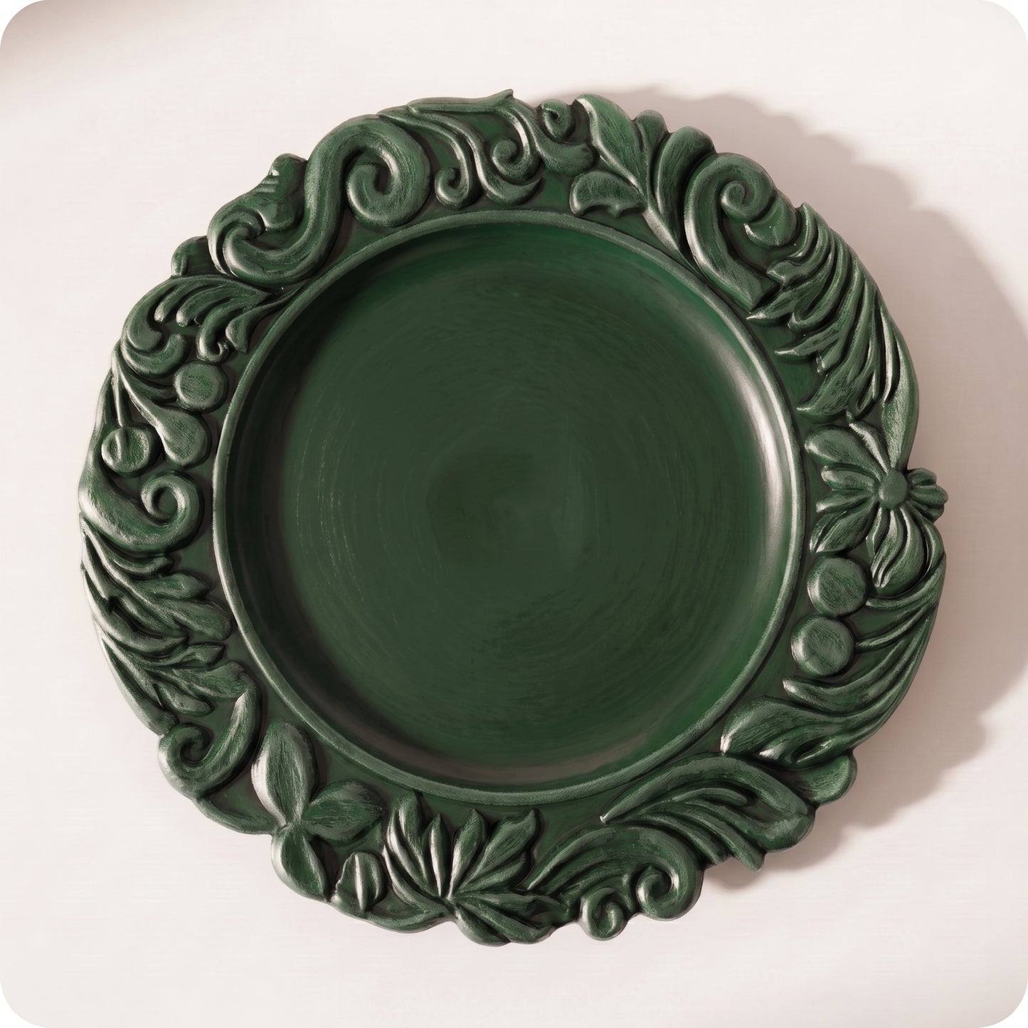 Plato decorativo de plastico duro verde