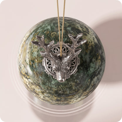 Esfera de vidrio tipo metal con cabeza de reno 11 y 13 cm
