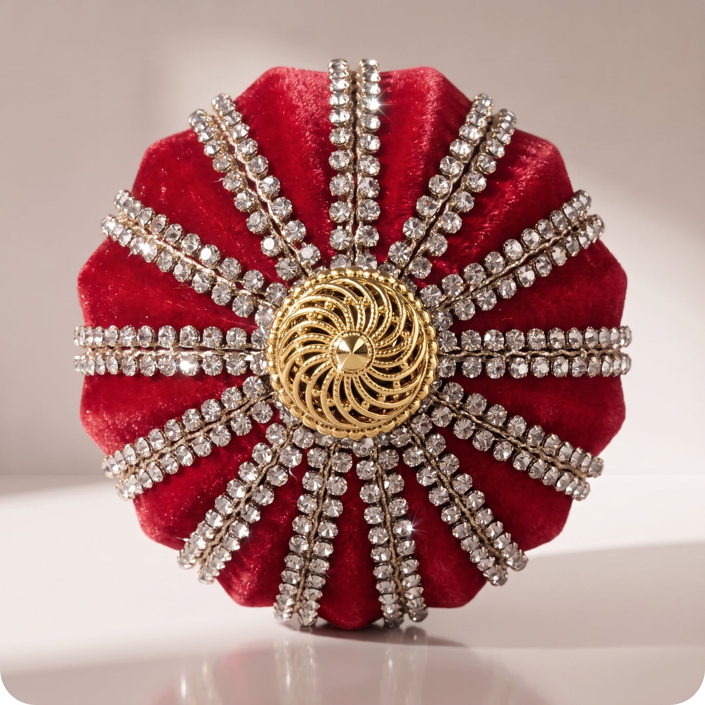 Encaje diamante terciopelo rojo orgánico oro
