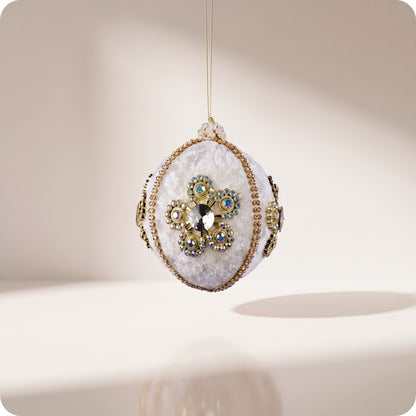 Esfera de flor de diamante de terciopelo marfil oro