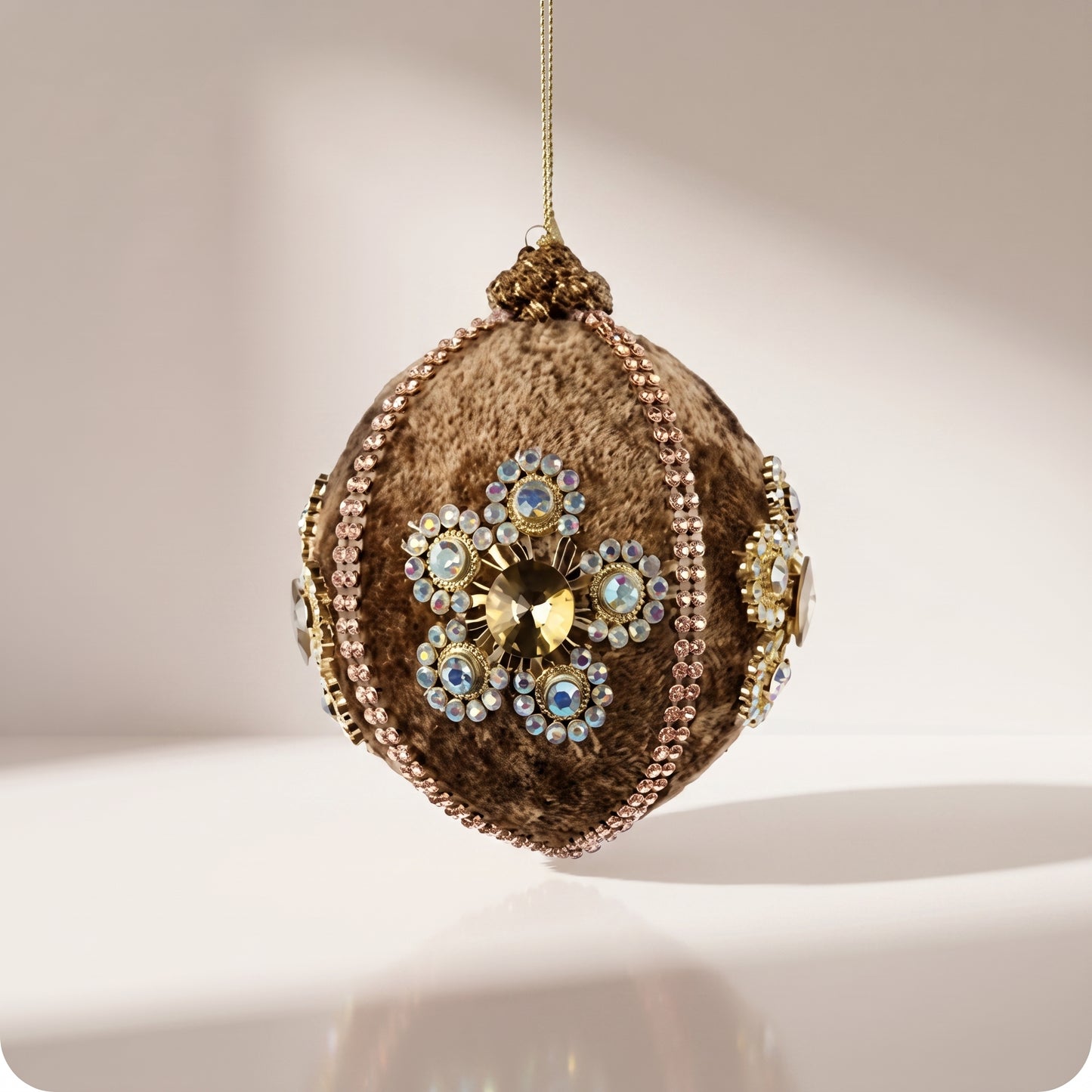 Flor de diamantes adorno de terciopelo oro antiguo oro