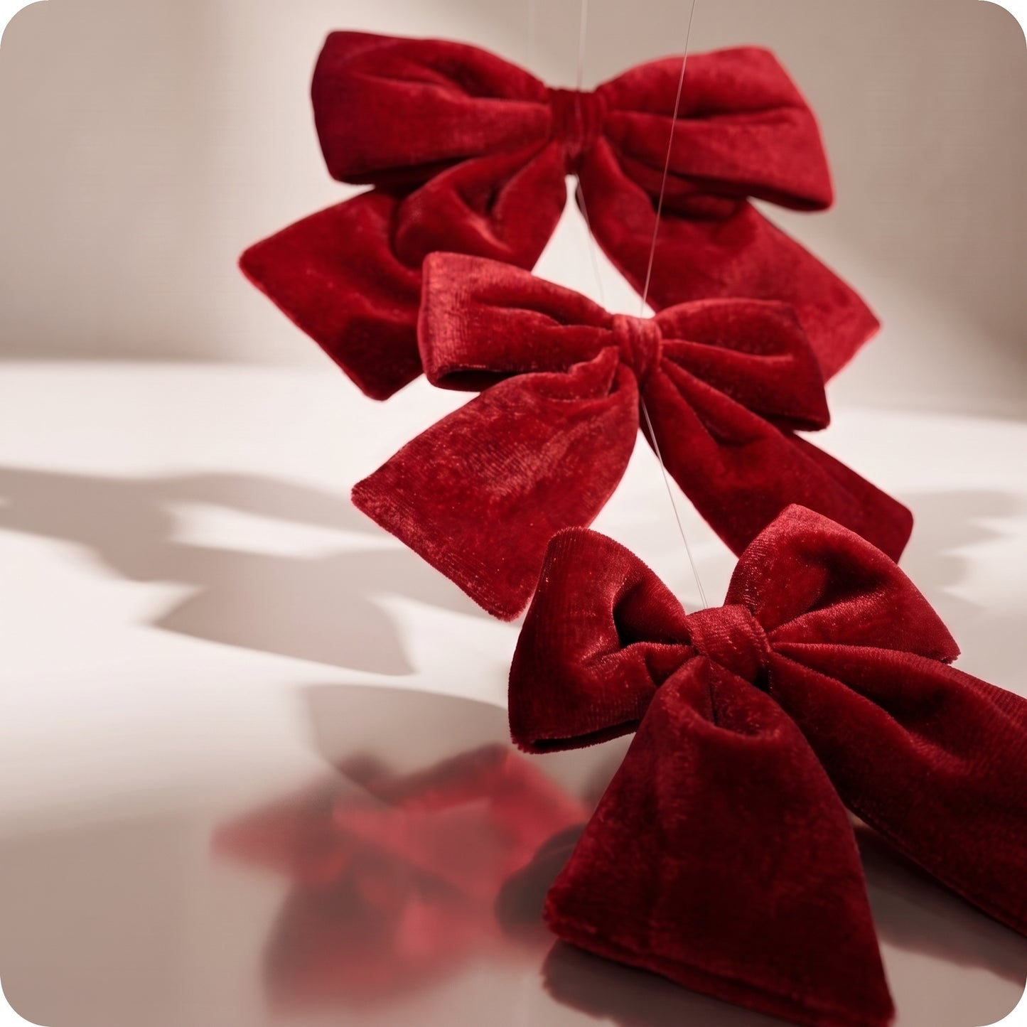 Paquete de 3 moños rojos de terciopelo