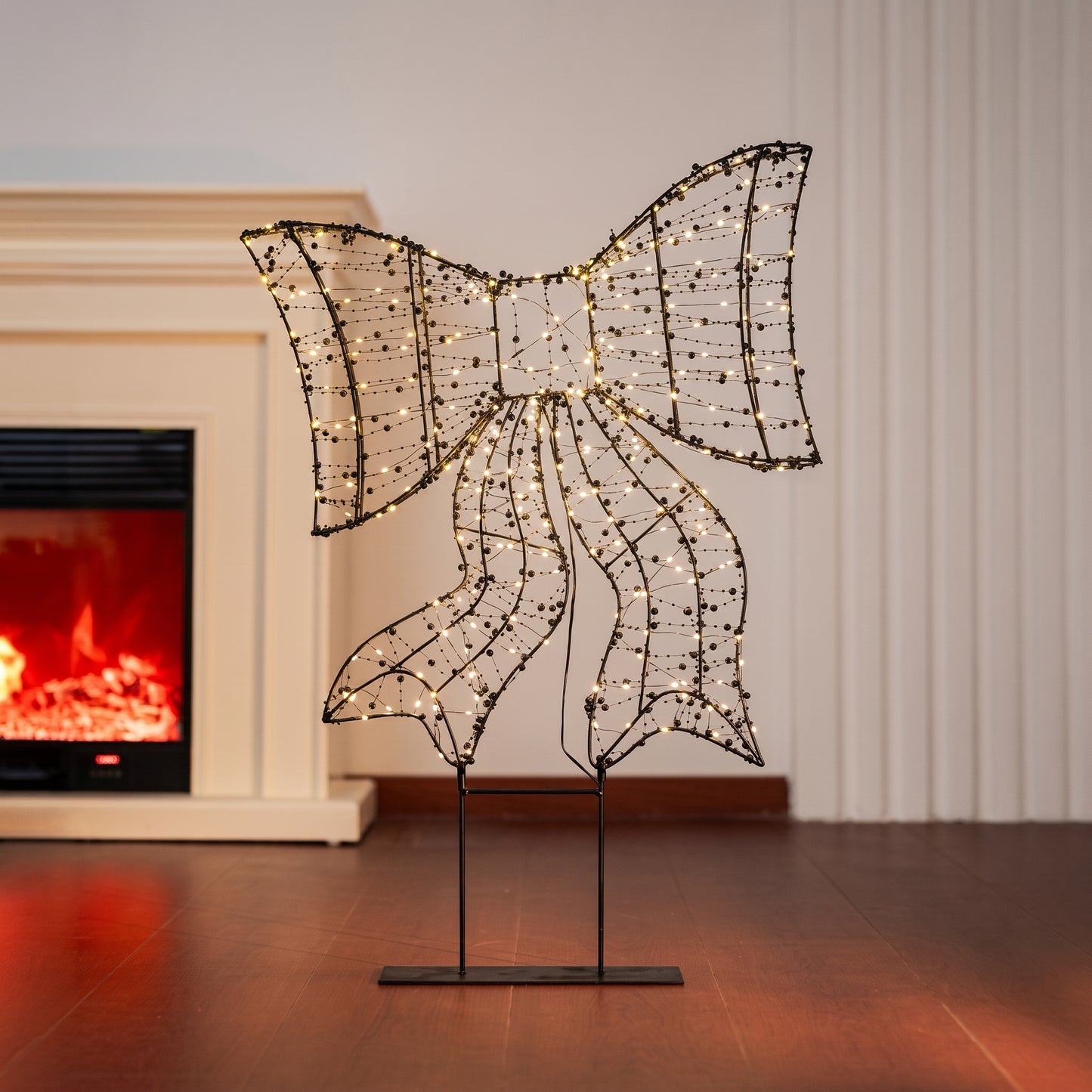 Moño de luz LED con perlas decorativas