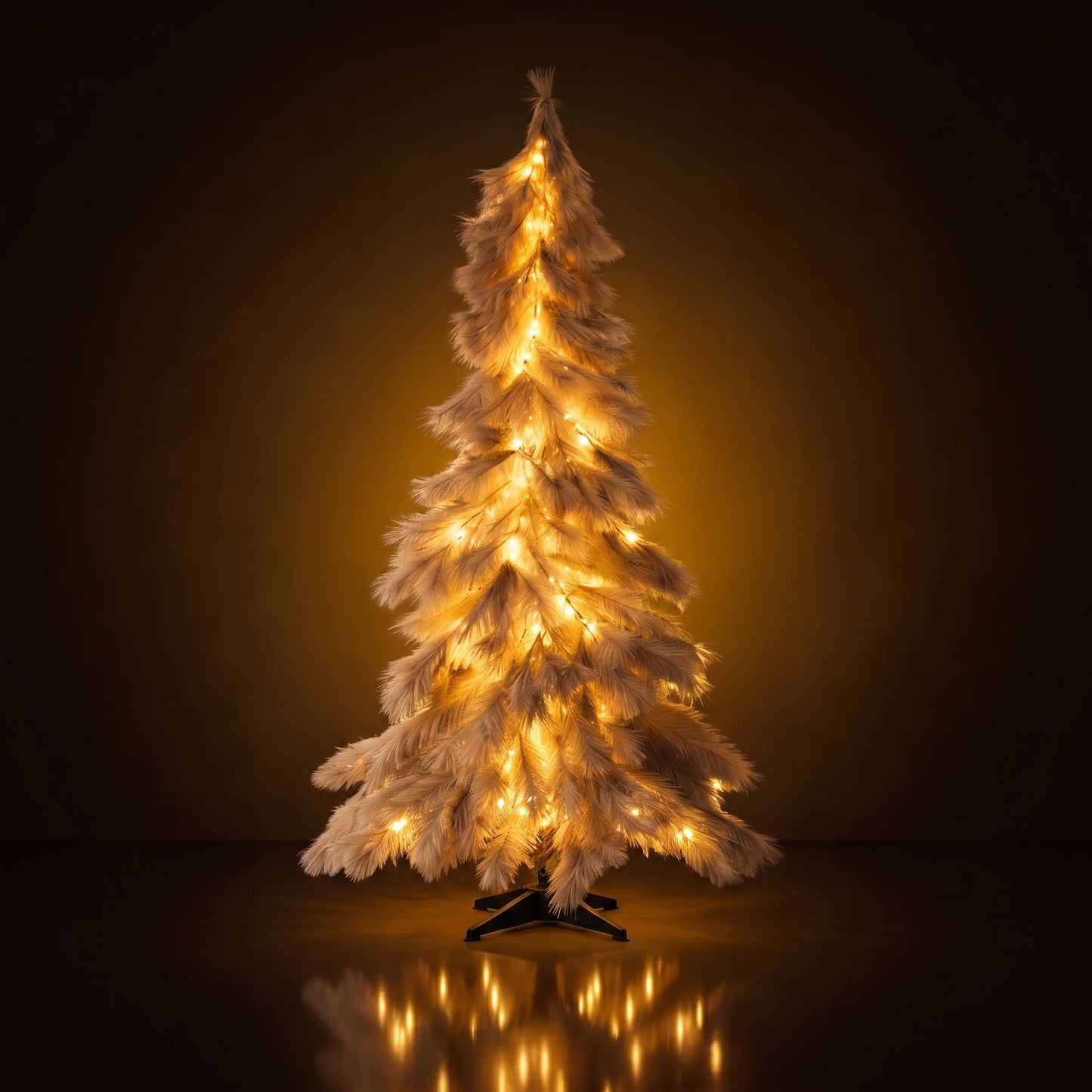 Árbol dorado con luces LED en el tronco