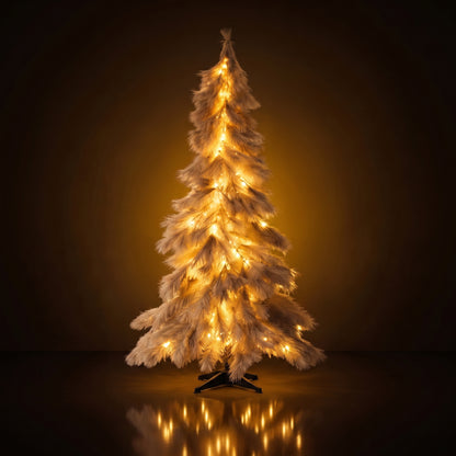 Árbol dorado con luces LED en el tronco