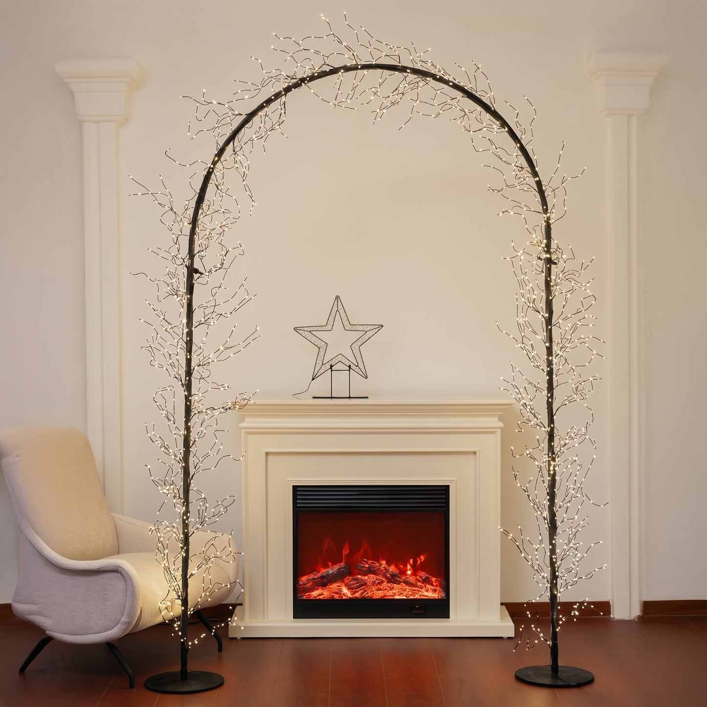 Arco de luz de 2500 luces LED blanco cálido