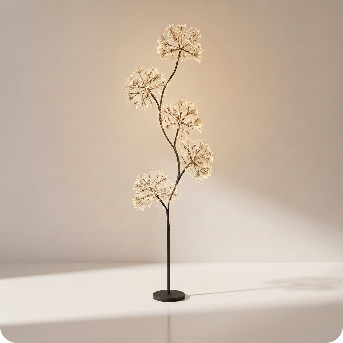 Base con arañas de micro luces LED blancas