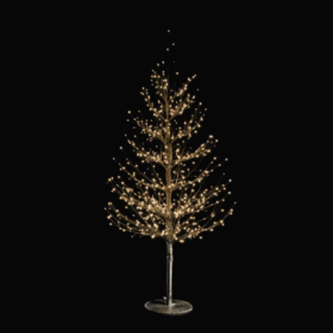 Árbol 690 luces blancas cálidas, adaptador UL IP44, base de resina, 5m cable 120cm Negro 1U/U