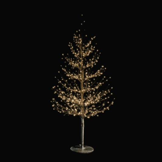 Árbol 690 luces blancas cálidas, adaptador UL IP44, base de resina, 5m cable 120cm Negro 1U/U