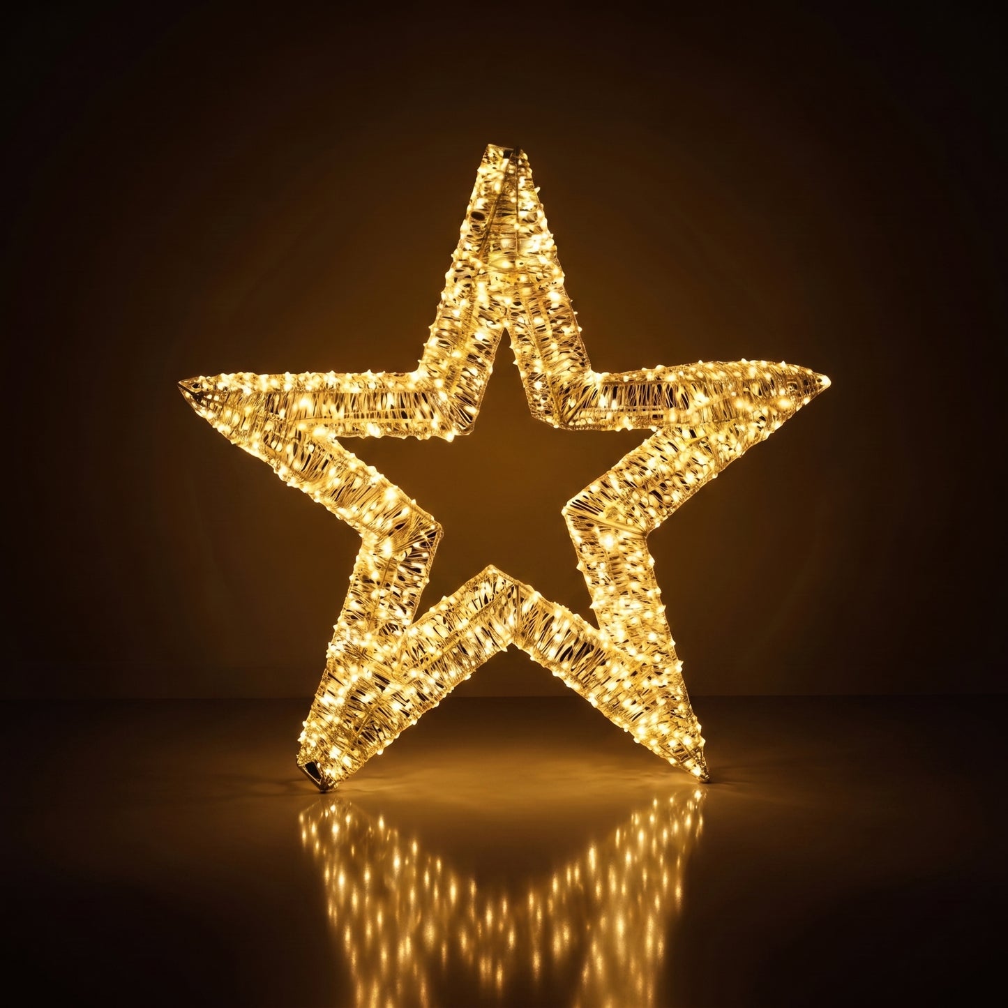 Estrella metalica con luz led calida