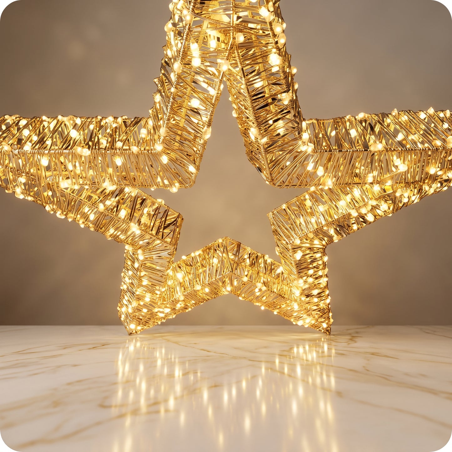 Estrella metalica con luz led calida